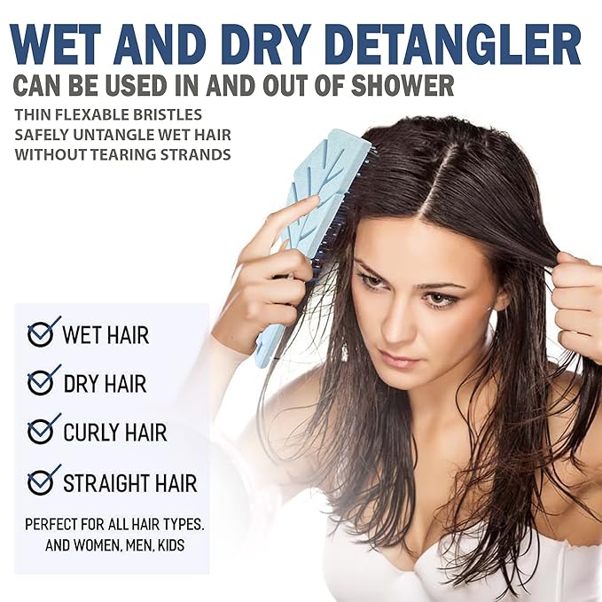 Fiora Naturals Hair Detangling Brush -100% Bio-Friendly Detangler hair brush w/Ultra-soft Bristles- Glide Through Tangles with Ease - For Curly, Fine, Women, Men, Kids, Toddlers, Wet and Dry Hair