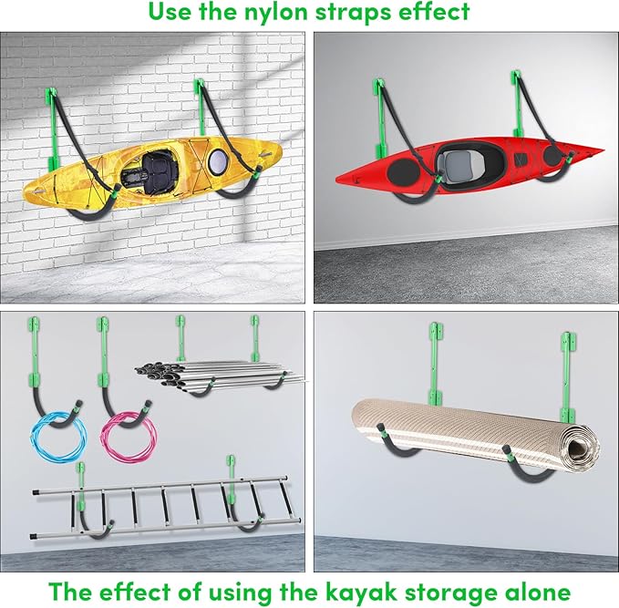 Kayak Storage,Kayak Wall Mount,Heavy Duty Steel Kayak Storage Rack Holds Up to 100 LBS with EVA Protector for Hanging Bicycle Surfboard Snowboard(6 Color,2 Style)