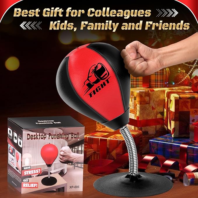 Desktop Punching Bag, Stress Relief Boxing Bag Speed Balls, Desk Punching Bag Stress Buster-Super Suctions to Your Desk, Christmas Thanksgiving White Elephant Gifts for Boss or Coworker