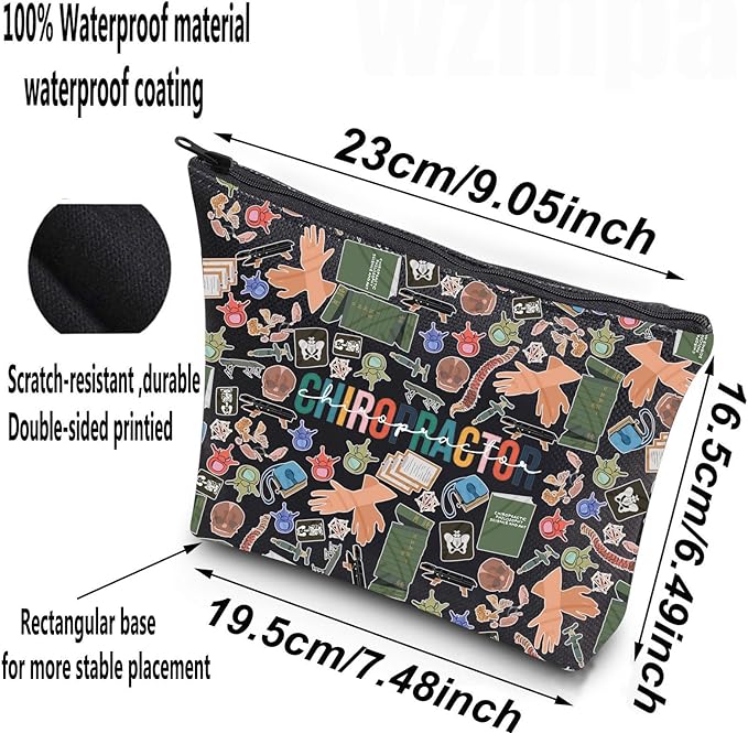 WZMPA Chiropractor Cosmetic Bag Chiropractic Assistant Gifts Chiropractic Makeup Zipper Pouch Bag For Chiropractic Chiropractor Merchandise (Chiropractor BL)