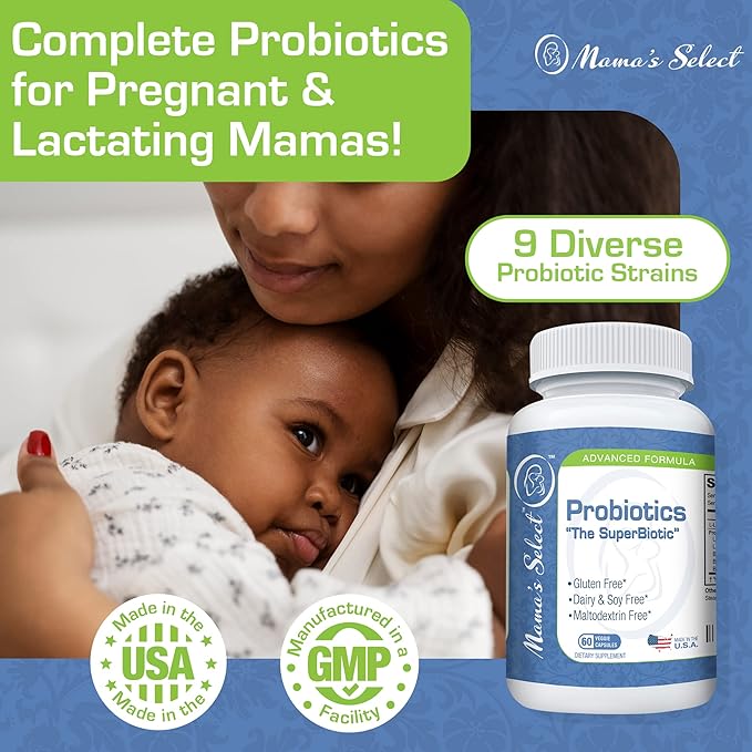 Mama’s Select Probiotics for Women Digestive Health, 9 Live Strains, Including Lactobacillus acidophilus, Adult Pre and Postpartum Gut Health Support, Weight Management, 10 Billion CFUs, 60 Capsules