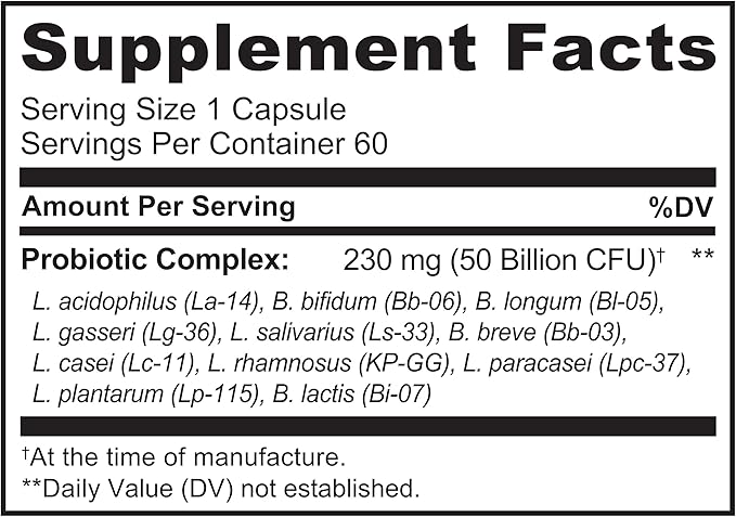 NATURELO Probiotics for Digestive Health - 50 Billion CFU, 11 Strains, Daily Use Supplement - Boosts Immune System, Delayed Release, No-Fridge, 60 Vegetarian Capsules (2 Pack)