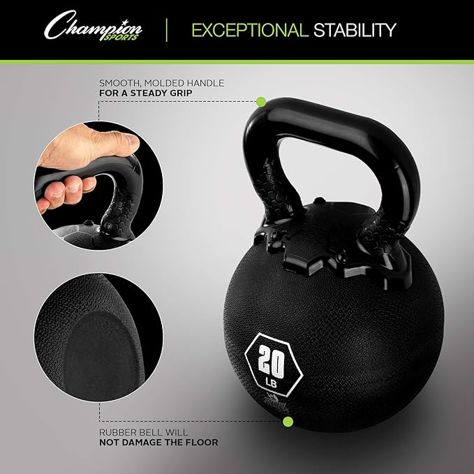 Champion Sports Rhino Kettlebell Rubber Weights