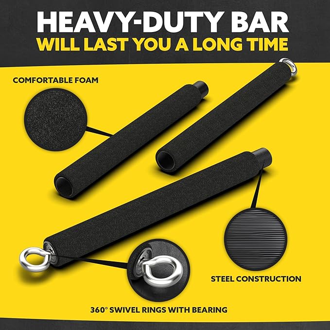 Portable Resistance Band Bar - Steel Resistance Bar 38" to 26"