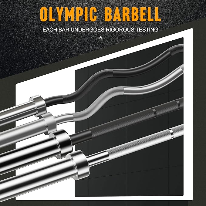 Olympic Barbell EZ Bar Curl Bar 4ft/5ft/7ft 2 Inch (300lb/330lb/400lb/700lb/1000lb/1500lb)
