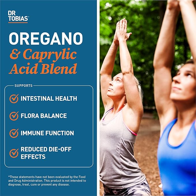 Dr. Tobias Oregano and Caprylic Acid Blend, Gut Flora Balance Complex, Intestinal Health & Immune Support with Herbs & Probiotics, Gut Health Supplements for Women & Men, 120 Capsules, 60 Servings
