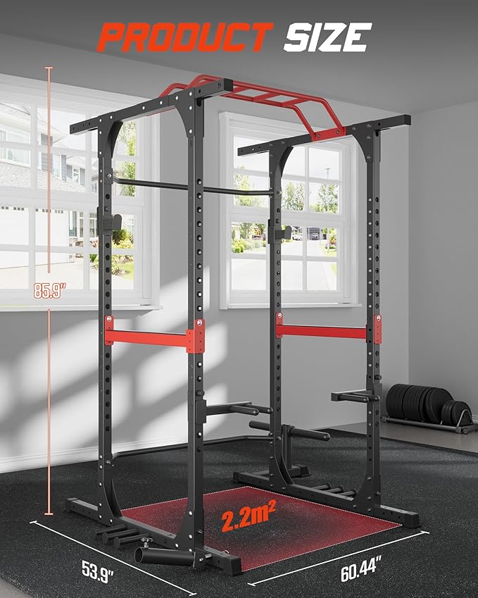 Power Cage, 1200lbs Capacity Power Rack with Adjustable