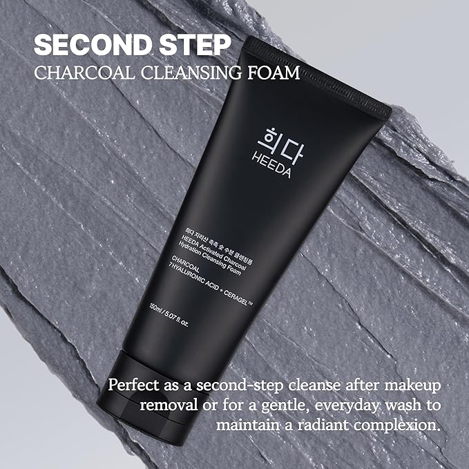 Charcoal Double Cleansing Duo, Hydrating & Purifying, Pore and Blackhead Deep Cleanse, Glass Skin Facial Skincare