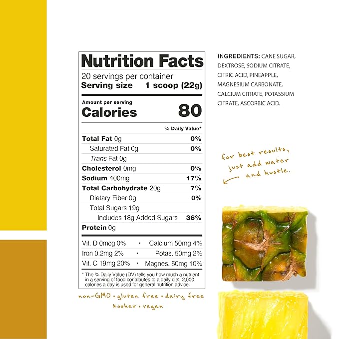 Skratch Labs Hydration Powder | Sport Drink Mix | Electrolytes Powder for Exercise, Endurance, and Performance | Pineapple | 20 Servings | Non-GMO, Vegan, Kosher