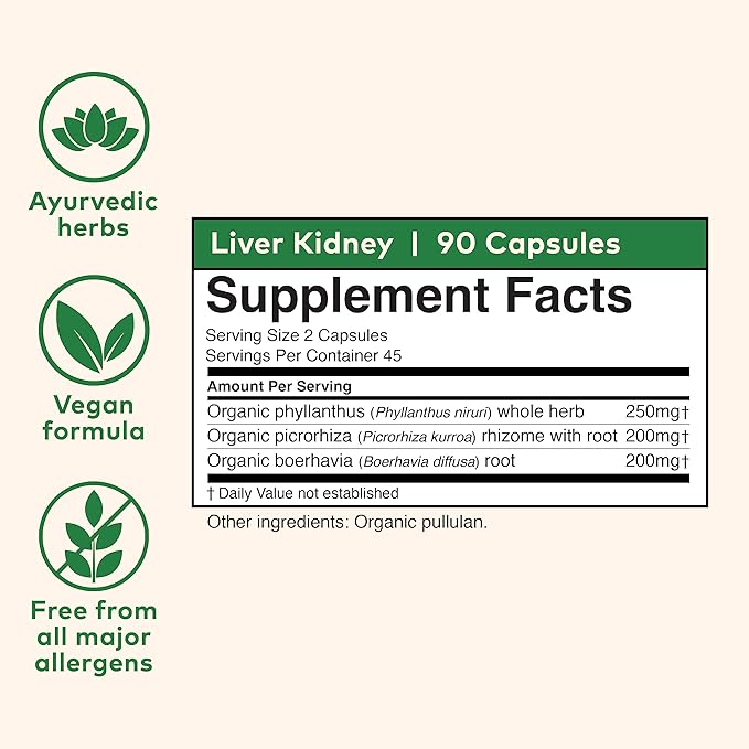 Organic India Liver and Kidney Cleanse Detox Repair - Herbal Supplement - Detoxify & Rejuvenate, Supports Healthy Liver & Kidney Function, Vegan, USDA Certified Organic, Non-GMO - 90 Capsules