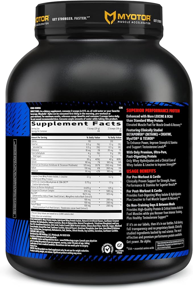 GNC AMP Wheybolic Alpha Whey Protein Powder with MyoTOR | Targeted Muscle Building and Workout Support Formula with BCAA | 40g Protein | Cookies and Cream | 22 Servings
