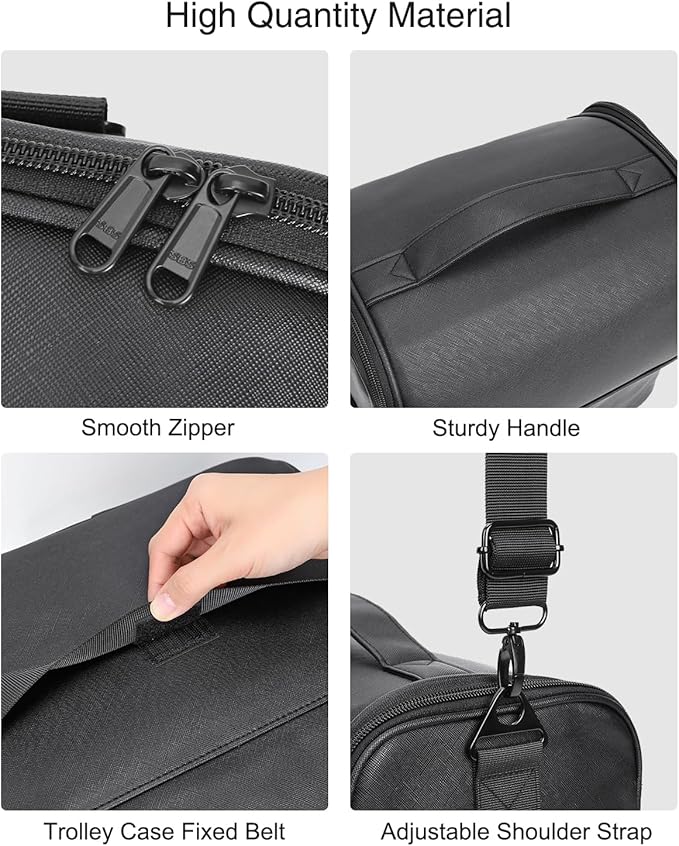 Travel Makeup Bag, Tattoo Case with 4 Inner Removable Pouches, Professional Cosmetic Case Makeup Artist Bag Organizer Box with Adjustable Dividers (Medium, Black)