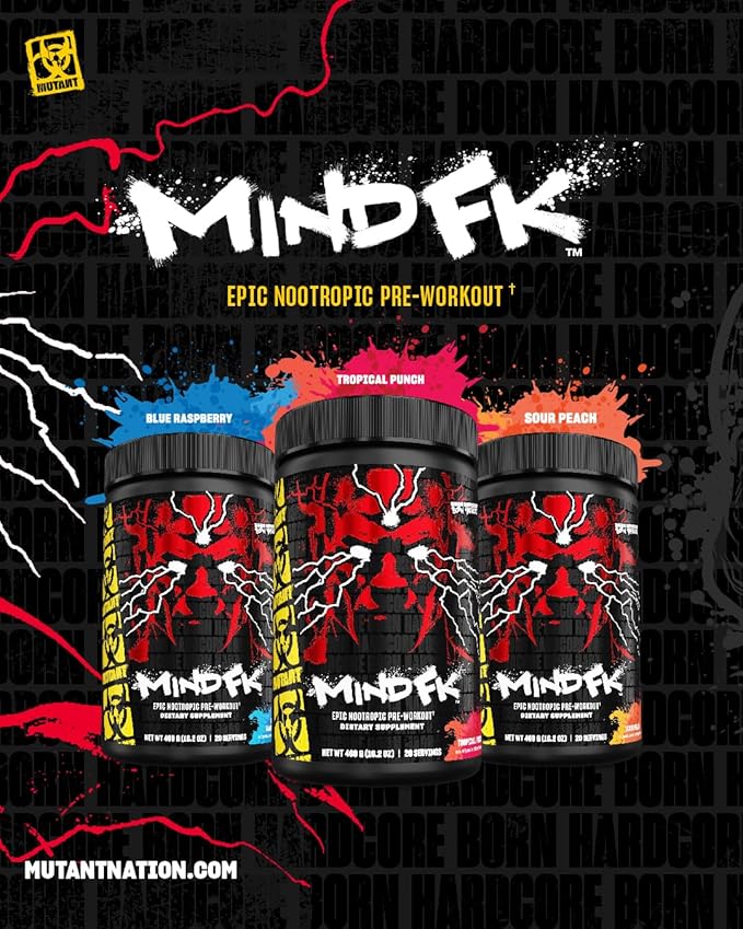 Mutant Mind FK - Epic Nootropic Pre-Workout - Brain Supplement for Mental Focus - 20 Serve - Tropical Punch - 460g
