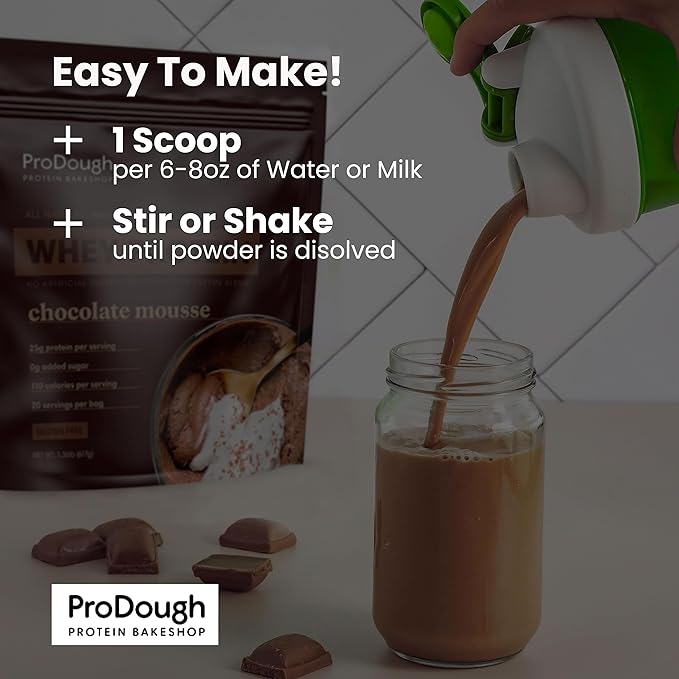 ProDough Gourmet Whey Isolate Hydrolized Protein Powder for Shake Mix- Easy Digest Enzyme Blend, 25g Protein per Serving, Natural Ingredients, Gluten Free, Keto Friendly (Maple Donut)