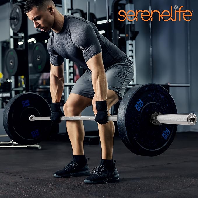 SereneLife Olympic Chrome Barbell Bar - 7- foot