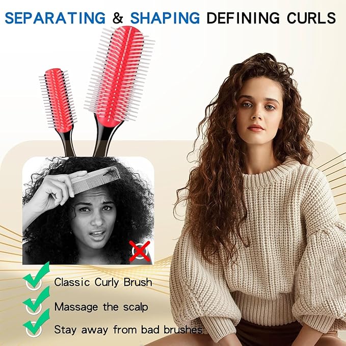 Curly Hair Brush for Women Men Curl Defining Hairbrush Unbrush Small Mini Detangler Wavy Edge Combs Barber Styling Tools Travel Accessories Cruise Ship Essential 2030 Beach Vacation Must Have Gift