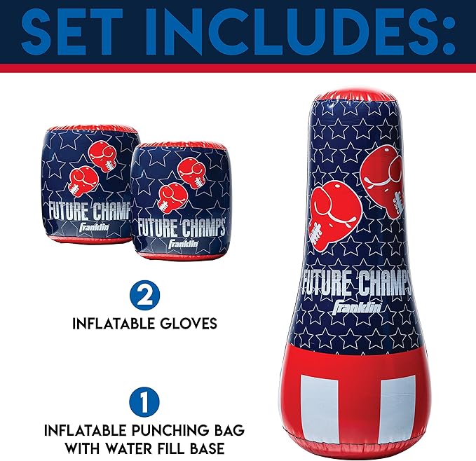 Franklin Sports Inflatable Punching Bag & Bopper Glove Set - Perfect for Kids & Toddlers - Oversized Boxing Bag & Gloves Small