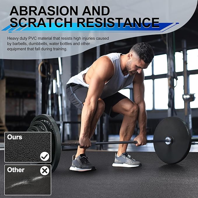 BesWin Large Exercise Mat 8'x4'x6mm/8mm, Extra Thick Workout Mats for Home Gym Flooring, High Density Non-Slip Gym Mats Fitness Mat for Cardio, Weights, Jump Rope, Fitness-Use With or Without Shoes
