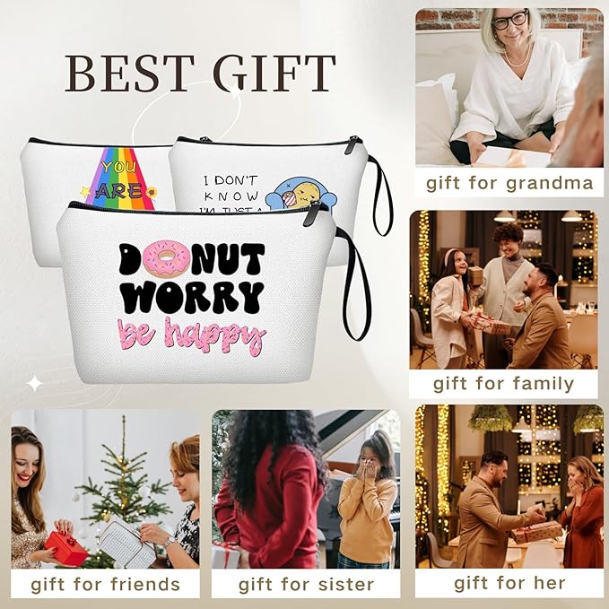 Donut Gifts - Fun & Inspirational Snack Makeup Bags for Women - Birthday, Christmas Gifts for Friend, Daughter, Sister, Bff
