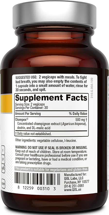 Quality of Life - Detoxification Support - Fight Bad Breath and Body Odor - Deodorex - 60 Vegicaps