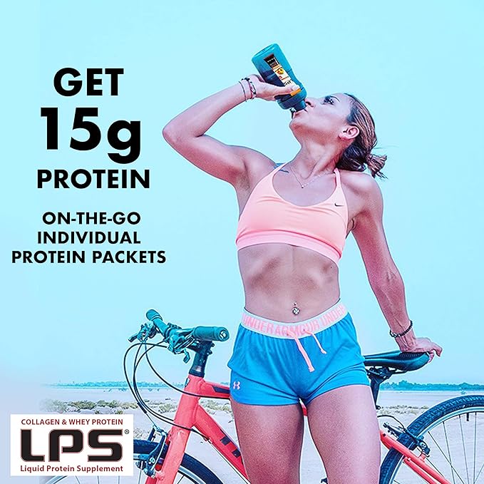 Nutritional Designs LPS Liquid Collagen & Whey Protein Supplement - Non-GMO Drink, Sugar-Free - Promotes Healthy Skin & Hair for Men & Women, Grape, Single Serve (100 Packets)