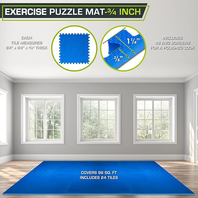 ProsourceFit Extra Thick Puzzle Exercise Mat ¾” and 1"
