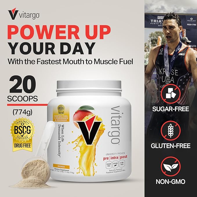 Vitargo Carbohydrate Powder | Feed Muscle Glycogen 2X Faster | 1 LB Mango Pre Workout & Post Workout | Carb Supplement for Recovery, Endurance, Gain Muscle Mass