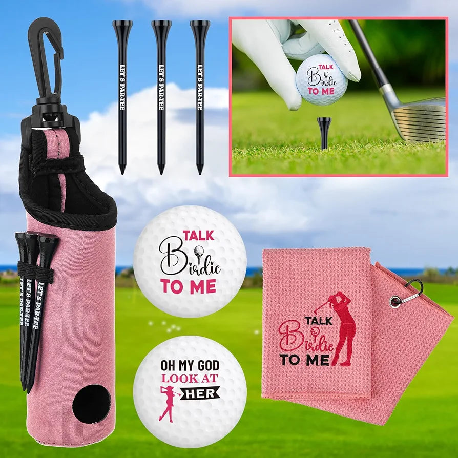 9 Pcs Golf Accessories Kit Golf Club Cleaning Kit Include Microfiber Towel, Cleaner Brush, Ball and Tee Holder, Divot Repair Tool, Ball Bag with Hook for Men Women Gifts