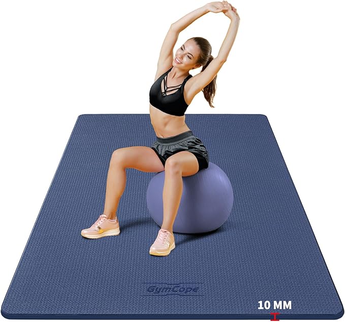 Extra Large Exercise Mat, 10'x6'/9'x6'/8'x6'/7'x5'/6'x4' (8mm/10mm) Thick Workout Mat for Home Gym Flooring, Garage, Shoe-Friendly, High-Density, MMA, HIIT, Weight Lifting, Cardio&Strength