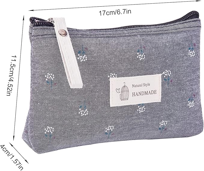 Qikuver Canvas Cosmetic Bags, 2 Pieces Cosmetic Bags for Women, Makeup bag Cute Cosmetic Bag Organizer Small Mini Makeup Pouch for Purse Toiletry Bag