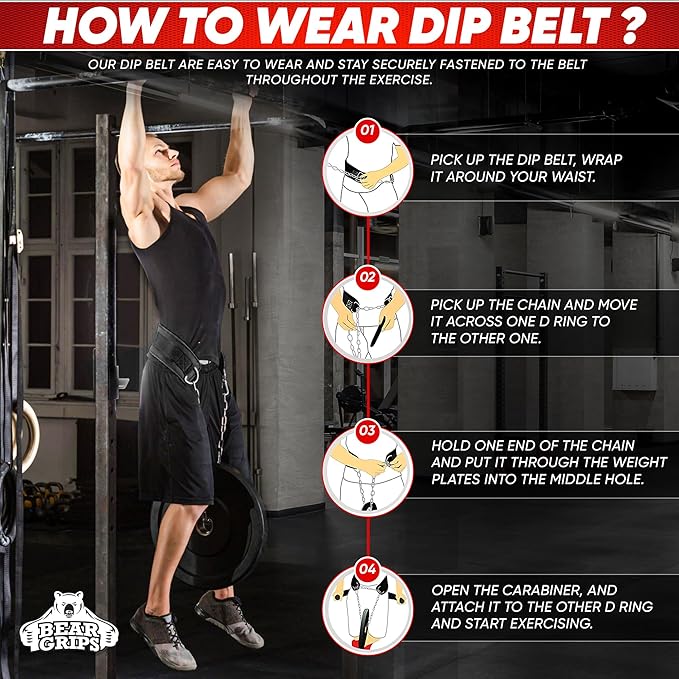 Bear Grips Dip Belt for Weight Lifting 8mm Padded
