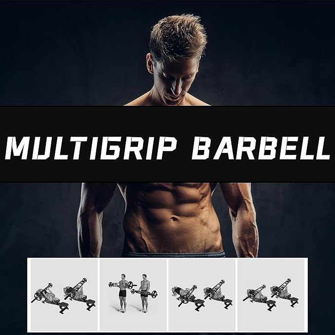 Signature Fitness Multi Grip Barbell – Swiss Bar 3 Positions 7 Feet
