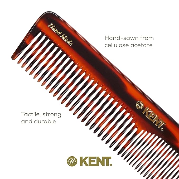 Kent 16T Fine Tooth and Wide Tooth Comb for Daily Grooming, Handmade Styling Comb for All Hair Types, Styling and Detangling Combs for Men and Women