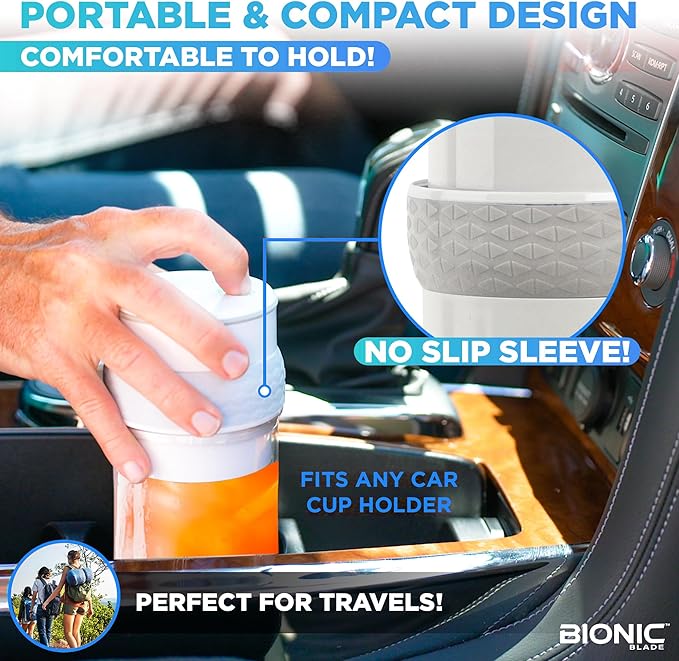 Bionic Blade Personal Blender 26.5 oz, with Extra Shaker and Lid, Cordless, Air Tight, Rechargeable 18,000 RPM Portable Blender for Shakes, Smoothies, Juice and Sauces 8.6”