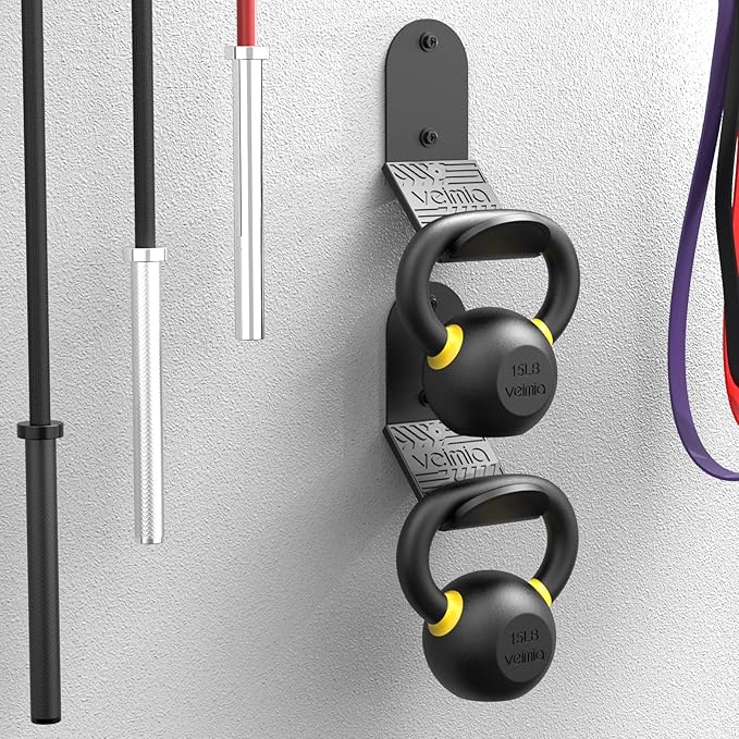 Kettle Bell Wall Rack, Wall Mounted Kettle Bell Storage Hanger, Gym Storage Mount for Many Size Kettlebell, Kettlebell Rack with Rubber mat is Choice for Home or Commercial Gyms