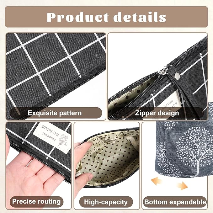 Canvas Makeup Bag Set, 4 Pcs Makeup Pouch Set Multi-Function Travel Zipper Pouch Purse Organizer Pouches, Travel Pouches Toiletry Bag Christmas Gifts Printed Cute Cosmetic Bags for Women Girls