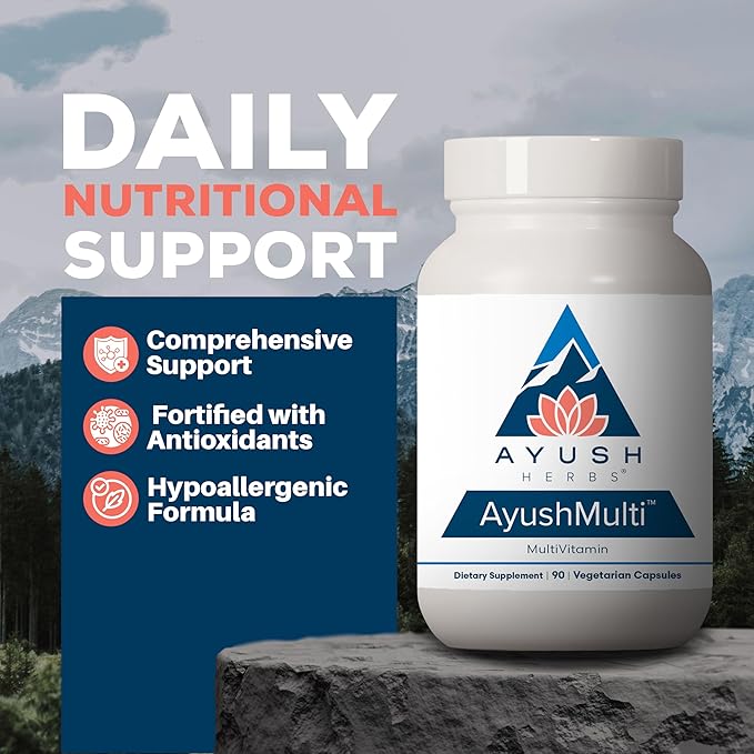 Ayush Herbs Multi, All-Natural High Antioxidant Multivitamin for Women and Men, Active B Vitamin and Chelated Mineral Supplements, Daily Vitamins for Adults, 90 Vegetarian Capsules