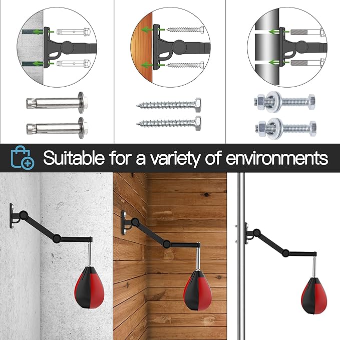 Speed Bag for Boxing,Punching Bag Wall Mount Height Adjustable Boxing Reflex Ball Speed Bag for Men&Women Kids Adults