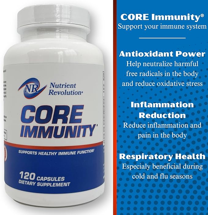 CORE Immunity - Immune Health Supplement - Daily Immune Booster & Multivitamin - Quercetin & Bromelain - Antioxidant & Free Radical Protection - 120 ct.