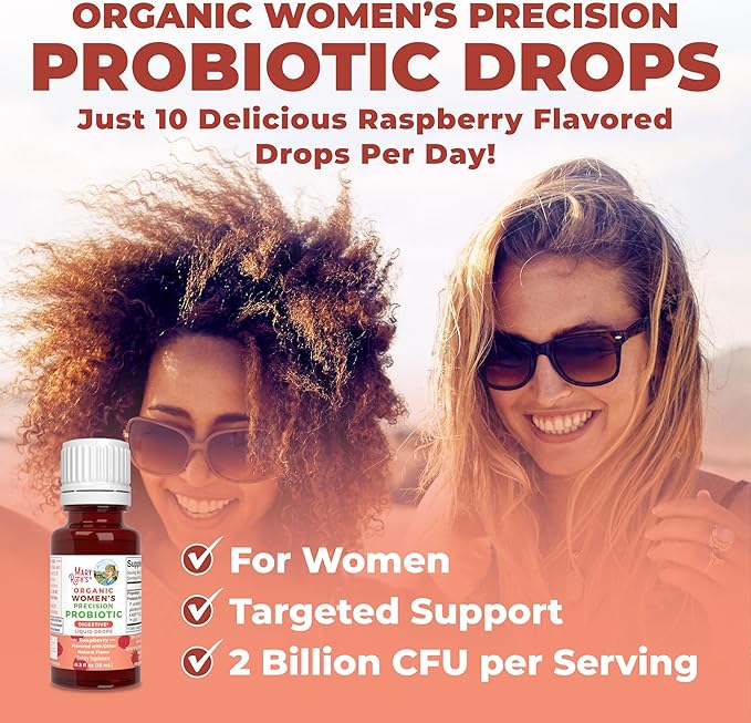 MaryRuth Organics USDA Organic Womens Probiotic Liquid Drops for Digestive Health | Targeted Support for Women | Four Probiotic Blend | Women's Wellness | Dairy Free | 30 Servings