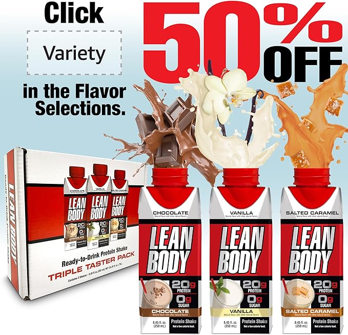 Lean Body Ready-to-Drink Café Mocha Protein Shake, 240mg Caffeine, 40g Protein, Whey Blend, 0 Sugar, Gluten Free, 22 Vitamins & Minerals, (Recyclable Carton & Lid - Pack of 12) LABRADA