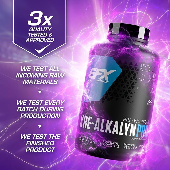 EFX Sports Kre-Alkalyn Pro | pH Correct Creatine Monohydrate Pill Supplement | Muscle Building Pre Workout for Men & Women
