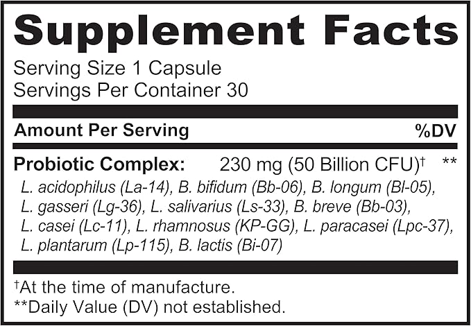 NATURELO Probiotics for Digestive Health - 50 Billion CFU, 11 Strains Daily Supplement - Boosts Immune System, Delayed Release, 30 Vegetarian Capsules