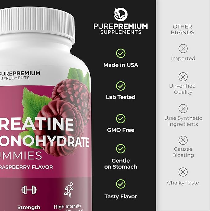 PurePremium Creatine Gummies for Men & Women 5000mg - 120 Creatine Monohydrate Gummies 5g - Vegan Non-GMO Creatine Gummies for Strength, Endurance Support - Creatine Gummies 5g for Muscle Recovery