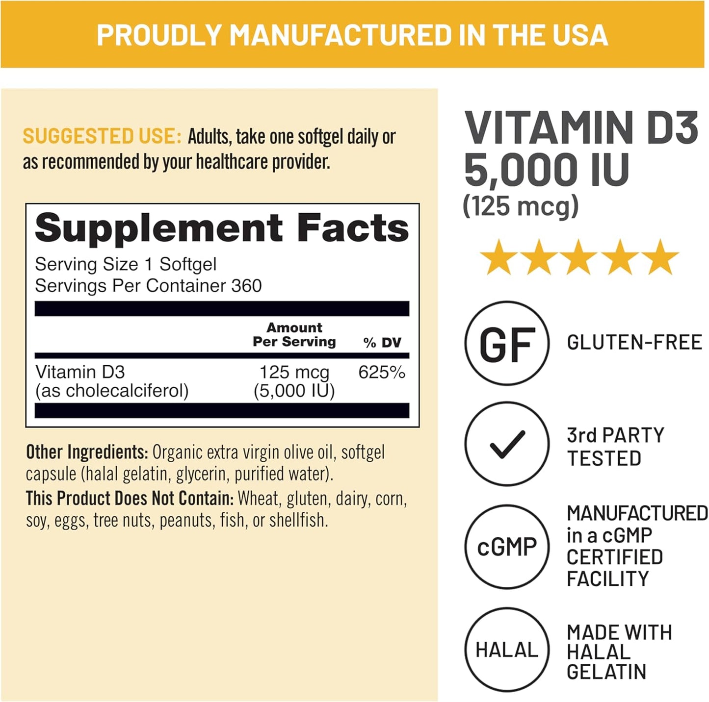 NatureWise Vitamin D3 5000iu 1 Year Supply for Immune Support, Healthy Muscle Function, and Bone Health - Non-GMO, Gluten Free in Organic Extra Virgin Olive Oil, , 360 Count