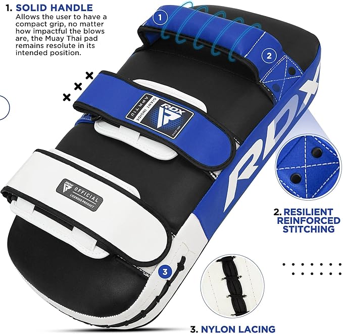 RDX Muay Thai Pad for Training, Curved Kickboxing Kicking Strike Shield, Coaching Kick Boxing, MMA, Martial Arts, Karate, Taekwondo, Punching, Foot, Knee and Elbow Target (One Pad Only)
