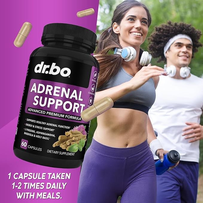 Adrenal Support Cortisol Manager Supplement - Adrenal Fatigue Supplements for Women & Men with Natural Adaptogen Ashwagandha Holy Basil Rhodiola L Tyrosine Complex Adrenal Cortisol Health - 60 Pills