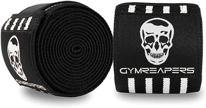 Gymreapers Knee Wraps for Squats and Powerlifting 72 Inch Compression Wraps with Strap for Men & Women Weightlifting Support