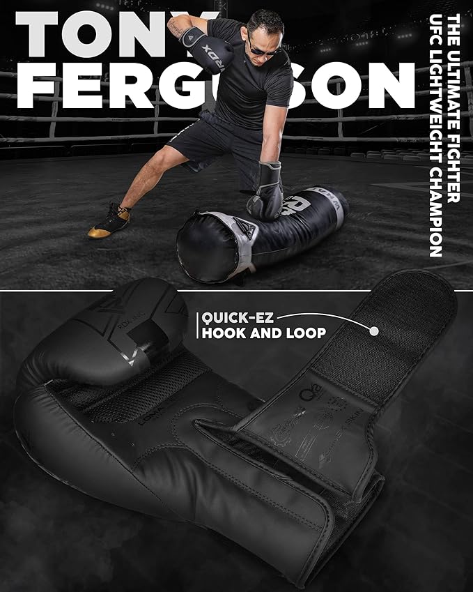 RDX Boxing Gloves, Pro Training Sparring, Maya Hide Leather, Muay Thai MMA Kickboxing, Men Women Adult, Heavy Punching Bag Focus Mitts Pads Workout, Ventilated Palm, Multi Layered, 8 10 12 14 16 18 Oz