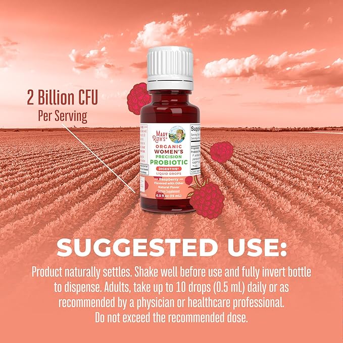 MaryRuth Organics USDA Organic Womens Probiotic Liquid Drops for Digestive Health | Targeted Support for Women | Four Probiotic Blend | Women's Wellness | Dairy Free | 30 Servings